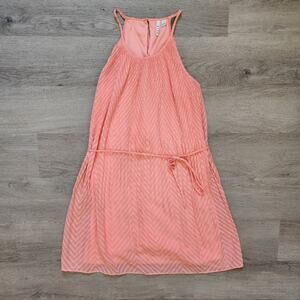 Elle Women's Pink Sleeveless Scoop Neck Knee Length Chevron Shift Dress Small S